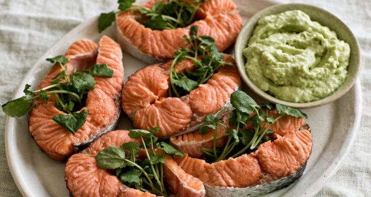 Delia Smith Salmon Steaks With Creme Fraiche Sauce