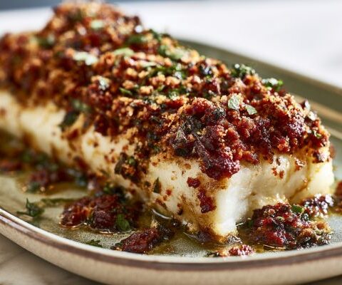 Hairy Bikers Baked Fish with Chorizo Crust