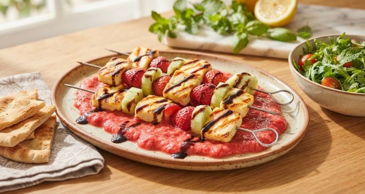 Jamie Oliver Halloumi & Strawberry Skewers