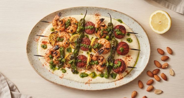 Jamie Oliver Prawn Skewers & Ajoblanco Sauce